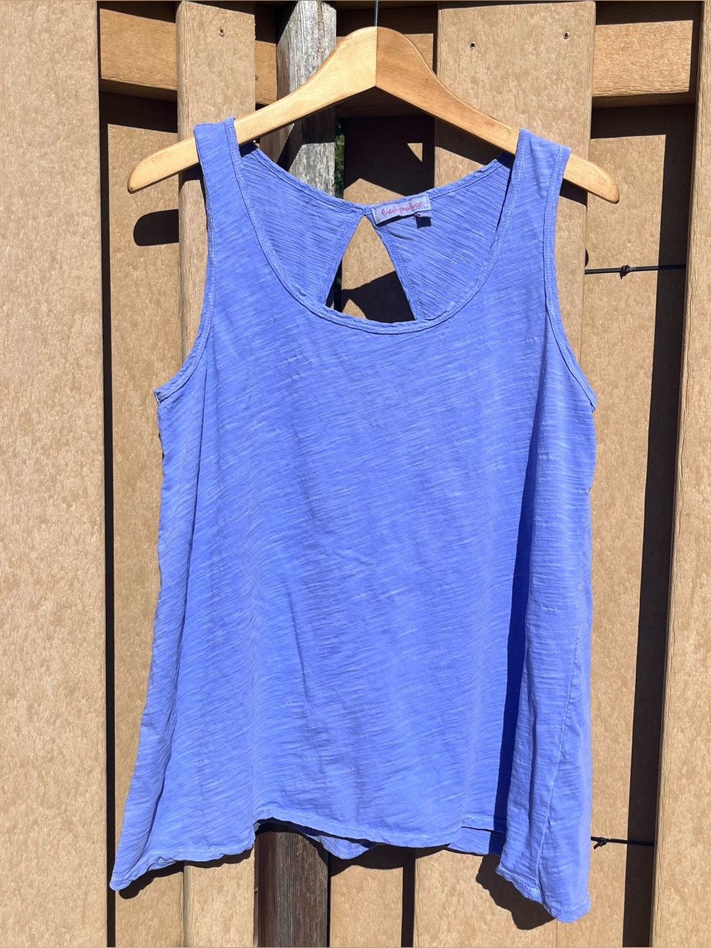 Fresh Produce Chloe Keyhole Back Slub Cotton Tank Top Size M Peri Blue Coastal